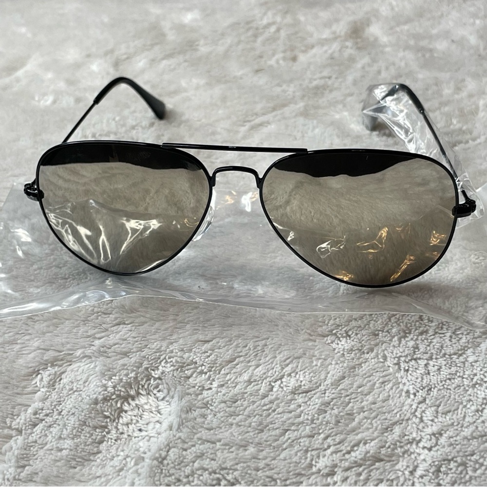 🔥 3 FOR $25 SALE 🔥 Oliver 58mm Aviator Sunglasses AQS Black Metal Mirrored NWOT - Picture 8 of 10